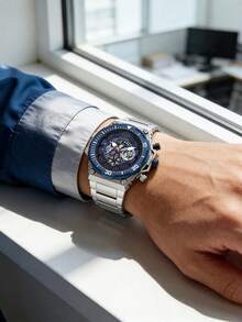 GUESS Men's Exposure 48mm Stainless Steel Blue Chronograph Watch GW0324G1 - Blue - View 3