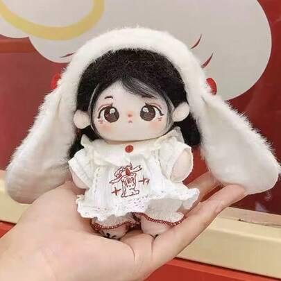 10cm/20cm Doll Clothes Suit Collection,Cute Rabbit Ears Outfit Sets,Include 3 Pieces Set,Rabbit Ears,Dress And Pants,Doll Clothing For Dressing Up,Cute Stuff,Star Fan Merchandise Doll Clothes,Clothes For Stuffed Animals,Party Favors,Birthday Gifts(Doll Not Included)
