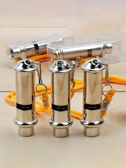Bộ 1/3 còi thép không gỉ, còi trọng tài đóng gói riêng lẻ, còi báo hiệu, còi sinh tồn khẩn cấp ngoài trời, còi huấn luyện thể thao trường học tần số cao.