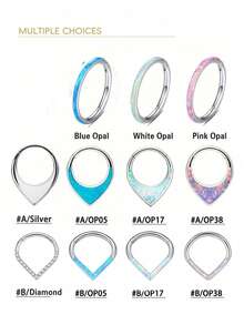 1 pezzo Anello a cerchio cerniera in acciaio inossidabile, ipoallergenico, 16G/18G/20G, per setto nasale, labbro, cartilagine, trago, elice, daith, rook, ecc., blu/rosa, 6mm/8mm/10mm, per lobo, ombelico, capezzolo, ecc., gioielli per piercing unisex - N016 - Visualizzare 7