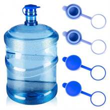 Conjunto de 1/2/3 tampas de silicone reutilizáveis para garrafas de água, ideais para uso doméstico e em acampamentos, além de baldes de água mineral. Prático para transportar ou levar água. - Azul - Ver 8