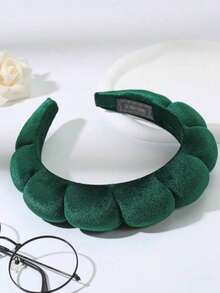 1 chiếc băng đô cài tóc bằng nhung cao cấp dùng cho chăm sóc da SPA, tạo kiểu tóc, lễ hội, tiệc tùng. - Màu xanh lá cây đậm - Xem 2