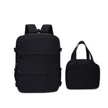 2 pièces Set de sac à dos de voyage à grande capacité avec fermeture éclair, en nylon de couleur unie, ouverture à 180°, idéal pour les voyages en avion et les vacances - Multicolore - Voir 12