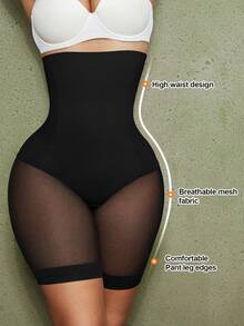 1pc Women Shapewear Shorts, Seamless Waist Trainer Tummy Control Panty - Black - View 4