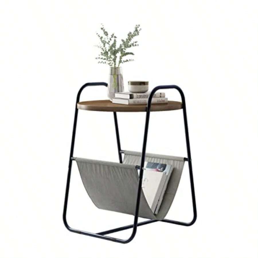 Ilios Innova Mesa Auxiliar con Revistero: Perfecta Mesita de Noche para Recámara y Mesa de Cabecera Ideal como Mesa Auxiliar Esquinera y Mesa de Noche Multifuncional - como en la imagen - Ver 1
