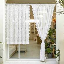 Rèm cửa ren trắng kiểu Pháp với viền ngọc trai, rèm cửa sổ mỏng nhẹ trang nhã cho phòng ngủ/phòng khách. - Thông qua cột - Xem 5