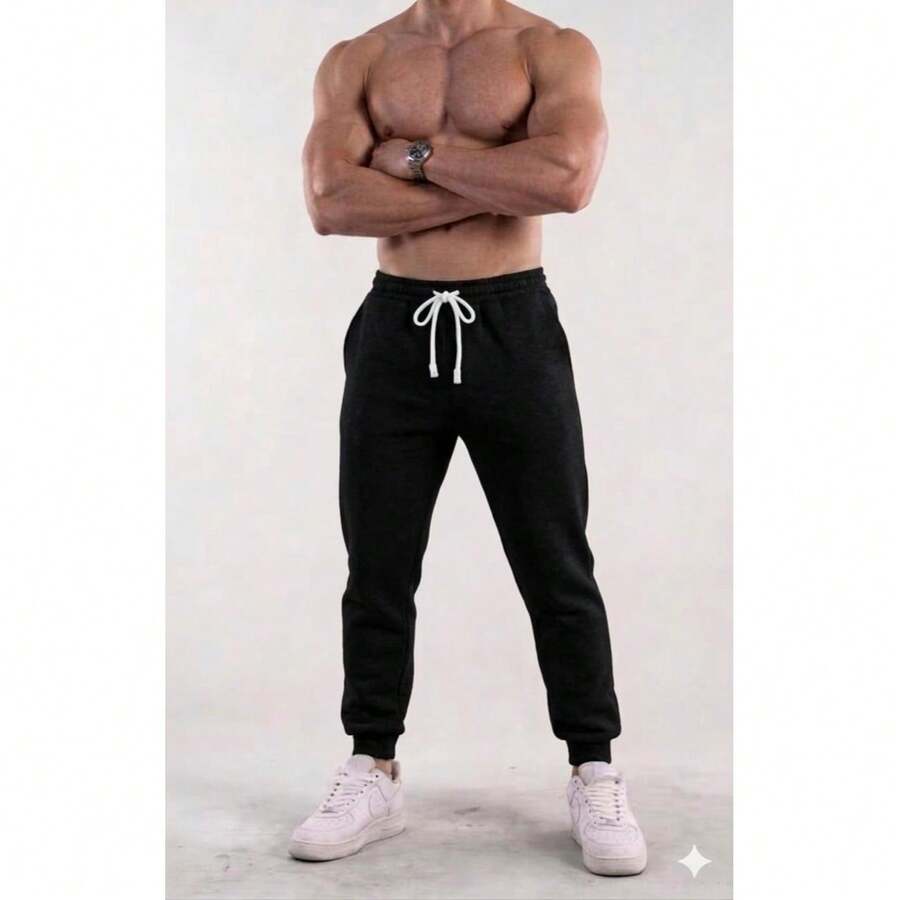 Men's Sweatpants, Winter Fashion, Cold Weather - MEN'S BLACK SWEATPANTS - View 1