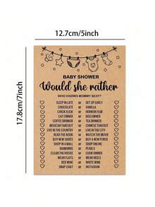 10/20pcs Baby Shower Game Cards, "She'd Rather..." Baby Shower Game, Rustic Bridal Shower Or Bachelorette Party Game, "Dad Or Mom" Game, Fun Activity Cards, Neutral Design, Creative Baby Shower - Multicolor - View 5