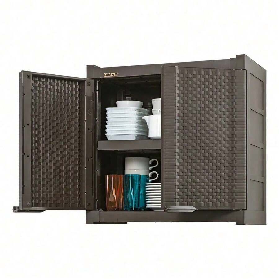 Armario Gabinete Organizador Plástico Jardin Exterior Marrón Oscuro - Marrón oscuro - Ver 1
