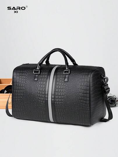 saroxi 男士周末旅行包，大容量单肩斜挎包，手提包，时尚休闲运动包，带鞋仓，适合旅行、通勤，PU皮革材质，运动休闲，生活实用，行李背包，斜挎包，手提包，旅行包，男士礼物，商务休闲大容量运动包，旅行必备，旅行配件，手提包，男士礼物