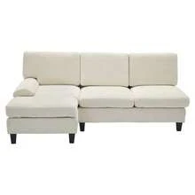 Large Sofa And Sofa 194*118*81 Cm, 3 Seater Sofa Ecksofa Für Wohnzimmer, Wohnung, Lounge Und Schlafzimmer – L-Förmiges Schlafsofa, Freizeitsofa, Beige, Leinen - 米色 - 查看 1