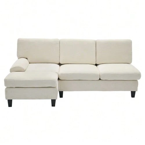 Large Sofa And Sofa 194*118*81 Cm, 3 Seater Sofa Ecksofa Für Wohnzimmer, Wohnung, Lounge Und Schlafzimmer – L-Förmiges Schlafsofa, Freizeitsofa, Beige, Leinen - 米色 - 查看 1