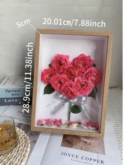 1pc A4 Size Wooden Shadow Box Frame, 5cm Depth, Suitable For Displaying Dried Flowers, DIY Crafts, Medals And Photos, Home Decor For Christmas