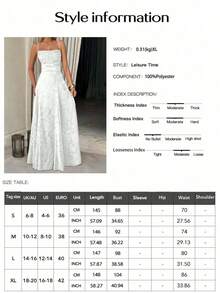 Women's & Elegant Summer Dress With Drawstring Waist And Backless Design, Made Of Jacquard Fabric, Suitable Vacation, Beach, Date, Back To School, Wedding, Party And Other Occasions - Trắng 2 - Xem 12