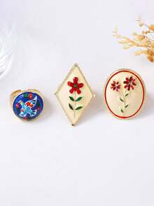 Vintage Luxury Engraved Colorful Enamel Elegant Versatile Open Ring For Women, European And American Medieval Palace Style - Elegant Ring - View 3