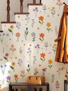 3 Rustic Watercolor Floral Waistline Wall Stickers, Dandelion / Wildflower, Bee And Butterfly Patterns, Waterproof Self-Adhesive PVC Stickers, Freely Combinable, DIY Decorative Decals For Bathroom, Kitchen, And Bedroom Baseboards - Wall Stickers - View 13