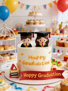 1 Set Of Graduation Season Doctoral Gown Doll Cake Decorations, Graduation Party Cake Decorations, Graduation Ceremony Cake Ornaments, Graduation Party Favors, Graduate Surprise Cake Gifts, Graduation Photo Props, Birthday Party Cake Decorations. - View 6