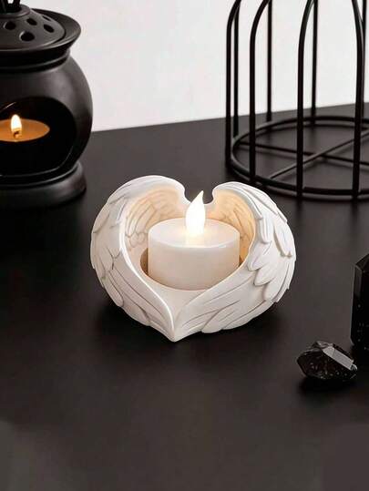 This 1-Piece Angel Wing Candlestick/Decorative Tray Is Perfect For Tea Candles Or Imitation Candles, Making It An Ideal Choice For Home Decor And Tabletop Display. This Uniquely Designed Candlestick Ornament Also Makes A Beautiful Gift For Decorating Enthusiasts.