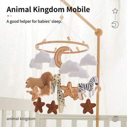 Handmade Animal Kingdom Series Bed Bell, Baby Soothing Grip Bedside Rattle, Cute Shape Toy, Educational, Improve Child's Hand-Eye Coordination, Prevent Myopia, Suitable For Children's Room Decor, Mixed Colors, Newborn Bed Bell Toy, Best Gift For Parent-Child Interaction, Birthday Gift, Christmas Gift