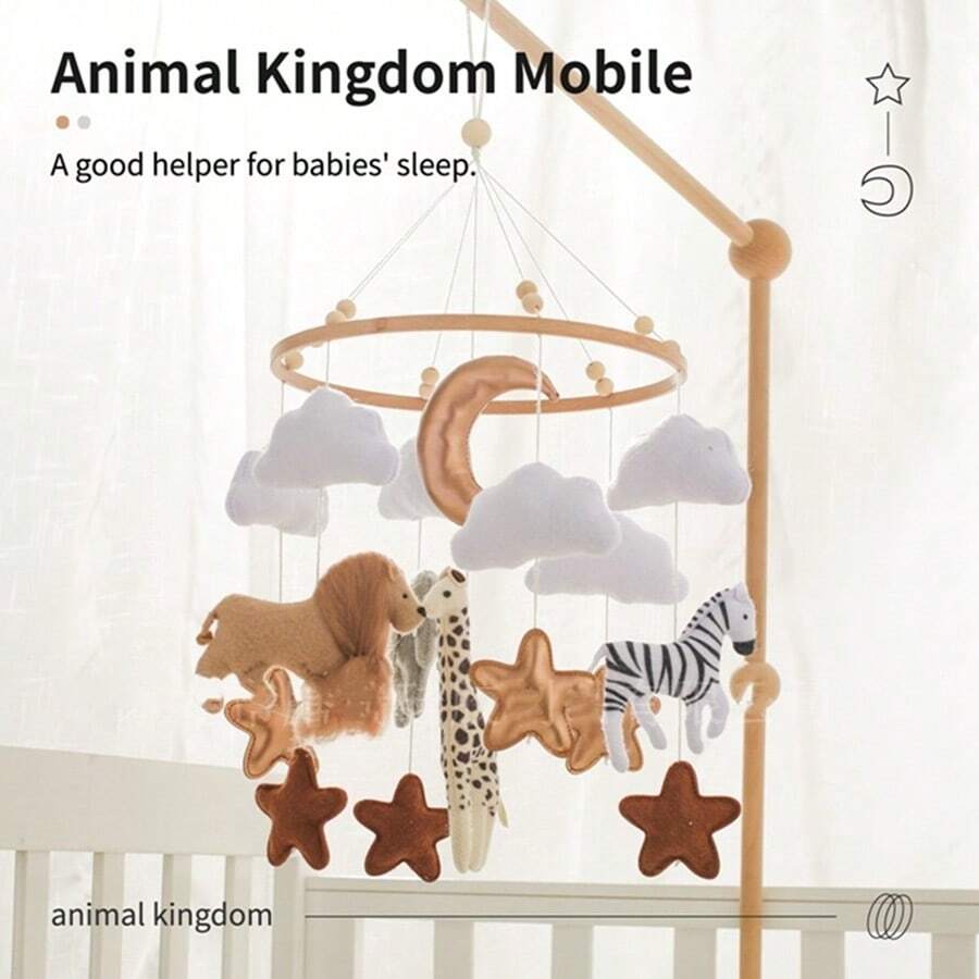 Handmade Animal Kingdom Series Bed Bell, Cute Shaped Toy, Educational, Enhances Children's Hand-Eye Coordination, Prevents Myopia, Suitable For Children's Room Decoration, Mixed Colors, Newborn Bed Bell Toy, Best Gift For Parent-Child Interaction, Birthday Gift, Christmas Gift - Multicolor - View 1