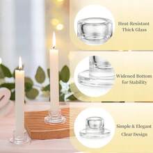 6pcs Transparent Glass Cone Candle Holders, Suitable For Fireplace And Dining Table Centerpiece Decor - A-Transparent - View 7