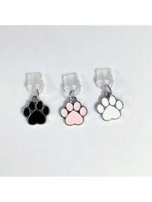 3 piezas Accesorios de tapón antipolvo de metal con diseño de pata de gato, tapón para puerto de carga de teléfono - Multicolor - Ver 15