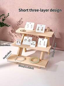 Soporte de exhibición de madera maciza para joyería, perfumes y ornamentos. Estantería de almacenamiento para trabajos de arte y manualidades de jardín de infantes. Organizador de escritorio para exhibición de joyería - Multicolor - Ver 12