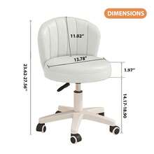 Small Office Chair - Work Chair - PU Leather And Sponge Seat With Backrest - Makeup Chair With Foot Wheels - Suitable For Home Bedroom And Living Room - Computer Chair - Available In Four Colors - A - 查看 2