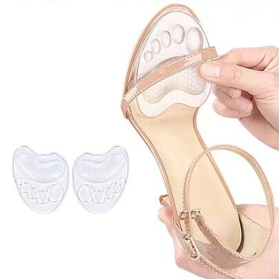 1双透明凝胶防滑高跟鞋鞋垫，柔软前掌鞋垫，足底保护垫，适用于户外活动、步行、跳舞、运动，女士凝胶鞋垫，鞋跟垫，运动鞋鞋垫，高品质减震垫，鞋垫，半码鞋垫