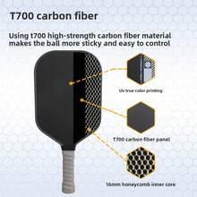1pc T700 Carbon Fiber Pickleball Paddle (16mm Honeycomb Core), Matte Surface + Non-Slip Comfortable Handle, Balanced For Offense And Defense, Stable Control, Beginner-Friendly, Multiple Colors Available - Multicolor - View 5