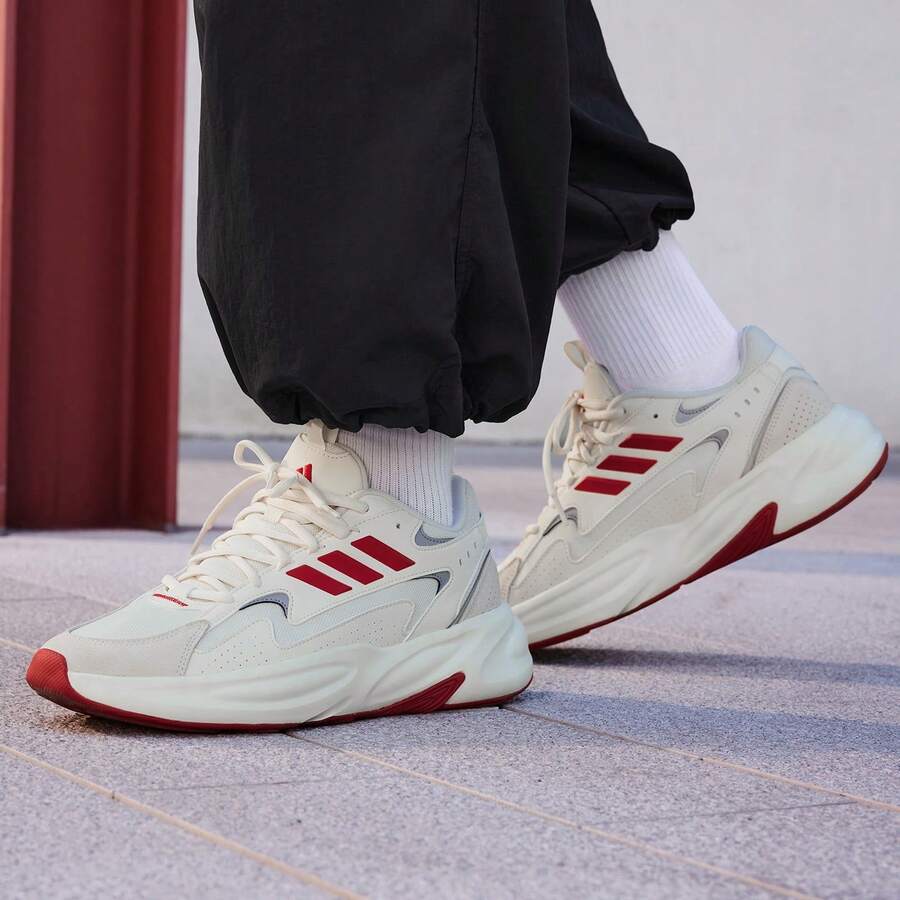 OZWAVE 男士“Bobo Shoes”复古厚底运动鞋，休闲运动鞋 - 紅白色 - 查看 1