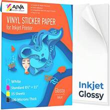 Limia's Care - Papel calcomanía de vinilo para impresora de inyección de tinta color blanco brillante 15 hojas autoadhesivas papel calcomanía impermeable tamaño estándar de letra 8.5 x 11 pulgadas - Blanco - Ver 8