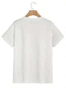 short-sleeve1 pieza, Camiseta de algodón con diseño gráfico de PANDA lindo - Informal, corte holgado, transpirable, lavable a máquina, negro con texto blanco, TALLA GRANDE, suave, amigable con la piel, cómoda, ropa unisex, regalo perfecto, uso en todas las estaciones100% Cotton - Blanco - Ver 3