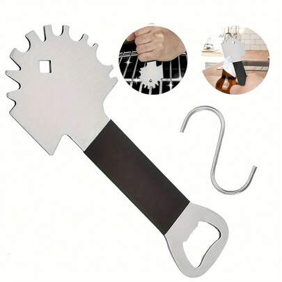 2pcs Brushless Metal Grill Cleaning Tools Set, Including Bottle Opener And Grill Brush, BBQ Accessories