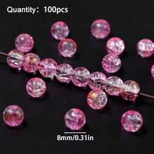 Hạt thủy tinh nứt có vân đẹp mắt, kích thước 8/10mm, nguyên liệu làm đồ trang sức thủ công DIY. - những hạt cườm đứt rời - Xem 5