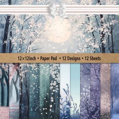 12 Sheets Spring Scrapbook Paper Pad 12x12 Inch With 12 Vintage Designs Including Floral Patterns Old Letters Numbers For Craft Projects Scrapbooking Card Making Journal Decoration Art Supplies