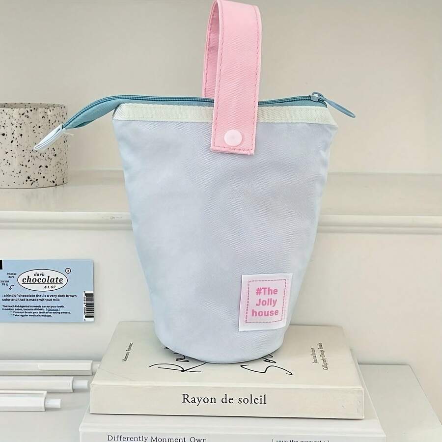 1 pieza Estuche de lápices plegable con bloqueo de color tipo macaron - Fashionable, Duradero, Caja de papelería portátil de gran capacidad, Adecuado para escritorio u oficina. Regalo perfecto para amigos, familiares y novias - A - Ver 1