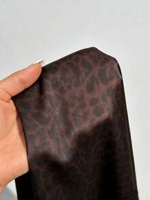 Váy sơ mi dài vừa phải thanh lịch dành cho nữ, tay dài và cổ áo sơ mi, họa tiết da báo toàn bộ, viền xòe, vải dệt, chi tiết nút, hơi co giãn, kiểu dáng tinh tế, phù hợp cho mùa xuân/hè - màu nâu - Xem 6