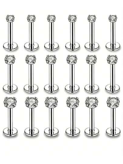 Bộ 18 món trang sức xỏ khuyên Medusa bằng thép không gỉ 16G, khuyên tai xoắn ốc phía trước 2mm/3mm/4mm, khuyên môi unisex/khuyên môi Marilyn.