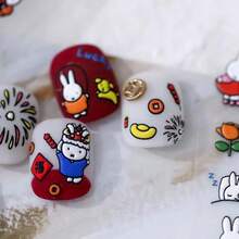 MIFFY 1张动漫米菲兔美甲贴纸，带有可爱的小图案和小蝴蝶贴纸，立体浮雕美甲贴纸 - 彩色 - 查看 4