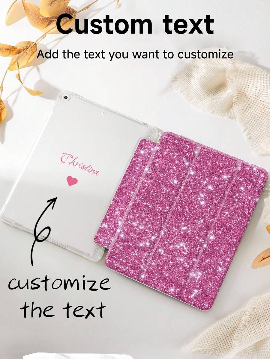 Ayotu Customizable Heart-Shaped Letter Name Double-Sided Printed Protective Case, Suitable For 11(A16), 2025 (11 Inches), 7/8/9 (10.2 Inches), Galaxy A9 Plus 2023 (11 Inches), A7 Lite (8.7 Inches), Etc. Tablets. Comes With A Solid Color Front Cover, Double-Sided Color Printing, Suitable For DIY Use - Multicolor - View 1