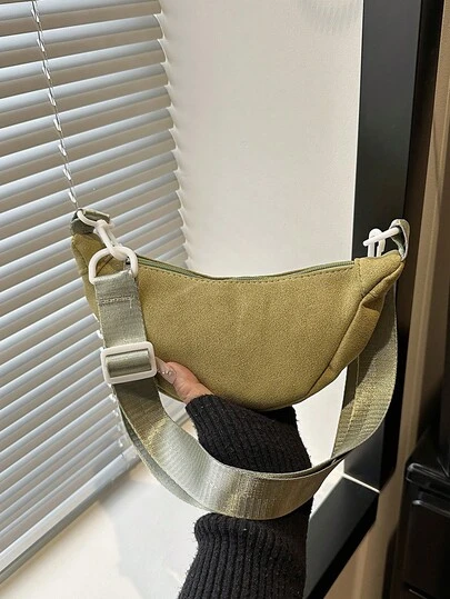 时尚休闲女士斜挎包，新款单肩饺子包，简约轻便小布手提包