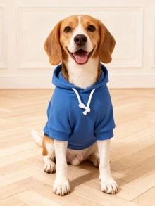 1 pieza Sudadera básica cómoda y cálida de color de dopamina, adecuada para gatos y perros, para interiores y exteriores - azul real - Ver 8