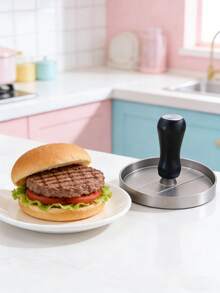 1个汉堡肉饼压模 + 100张汉堡烘焙纸，圆形肉饼模具，汉堡面包制作器，铝制汉堡肉饼模具，适用于制作汉堡、肉饼、肉丸、烧烤，厨房烹饪工具，学习用品，返校季必备 - 彩色 - 查看 3
