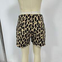 Women's Leopard Print Cut Off Denim Shorts Mid Rise Frayed Hem Comfy Jean Shorts With Pockets Casual Daily Wear Stylish Ladies Summer Shorts For Vacation Weekend Outing - Leopard - Visa 5