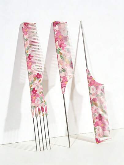 1/3pcs Comb Set, FiveNeedle Insert Comb, Curling Comb, Steel Needle Pickled Tip TailComb, Rat Tail Comb, Hairstyling Comb, Hairdressing SpecificRat Tail Hair Splitting Comb, Suitable For Hair Salon And PersonalHome Salon