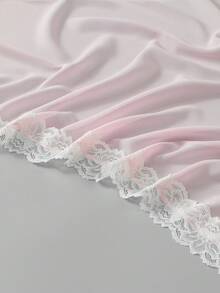 1 pieza Hiyab de unicolor con encaje de contraste para mujer, + Hiyab de viscosa, elegante pañuelo largo de 70x180cm con encaje delicado, pañuelo musulmán ligero y transpirable en múltiples colores, para playa y vacaciones - Gasa con ribete de encaje multicolor - Ver 10