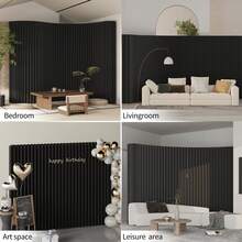 Room Divider,Bedroom,Folding Room Partition Screen In Kraft Paper Material, Multi Purpose For Offices, Living Rooms, And Beauty Salons, Partition Screen - Schwarz - Übersicht 2
