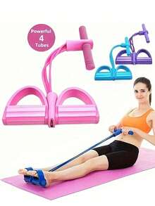 4pcs Yoga Resistance Bands, Purple, Pink, Blue, Suitable For Home Workout - Stretchable Cords For Full Body Training, Abdominal Shaping, Rowing And Flexibility Exercises, Stackable Fitness Equipment, Suitable For Yoga, Shaping, Figure 8, Yoga Ball, Pull-Up Assist, Thigh Trainer, Gym, Sweating, Pilates - Multicolor - View 3