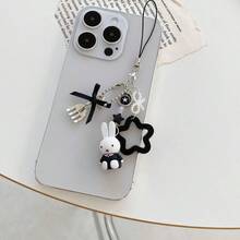 1pc Cute Miffy Cartoon Rabbit Theme Phone Lanyard Strap | Star Frame And Fork Spoon Decor | Y2K Punk Style Decor Gift Toy, Durable Phone And Bag Strap | Lovely Pink Daily Use Accessory - Multicolor - View 11